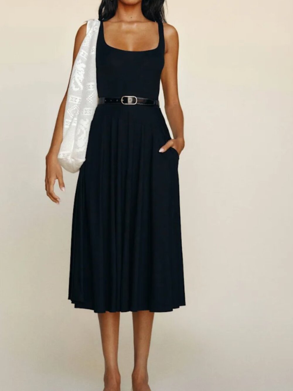 Reformation Black Midi Tank Dress